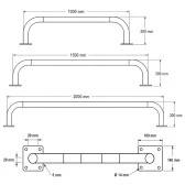 Dimensions des déclinaisons de l'arceau bas en acier galvanisé sur platine