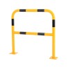 Vue de 3/4 de la barrière de sécurité industrielle jaune et noire diam.40 mm