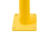 Zoom sur la platine du poteau de protection jaune et noir H1200mm diamètre 160mm