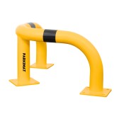 Vue de 3/4 de l'arceau d'angle de protection jaune et noir H350mm