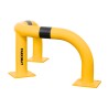Vue de 3/4 de l'arceau d'angle de protection jaune et noir H350mm
