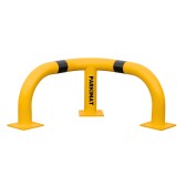 Vue de derrière de l'arceau d'angle de protection jaune et noir H350mm