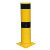 Vue de face du poteau de protection jaune et noir H.1200 x diam.273 mm