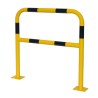 Vue de 3/4 de la barrière de sécurité industrielle jaune et noire 1000 mm