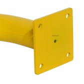 Vue de la fixation de l'arceau de protection en acier jaune et noir sur platines (petit)